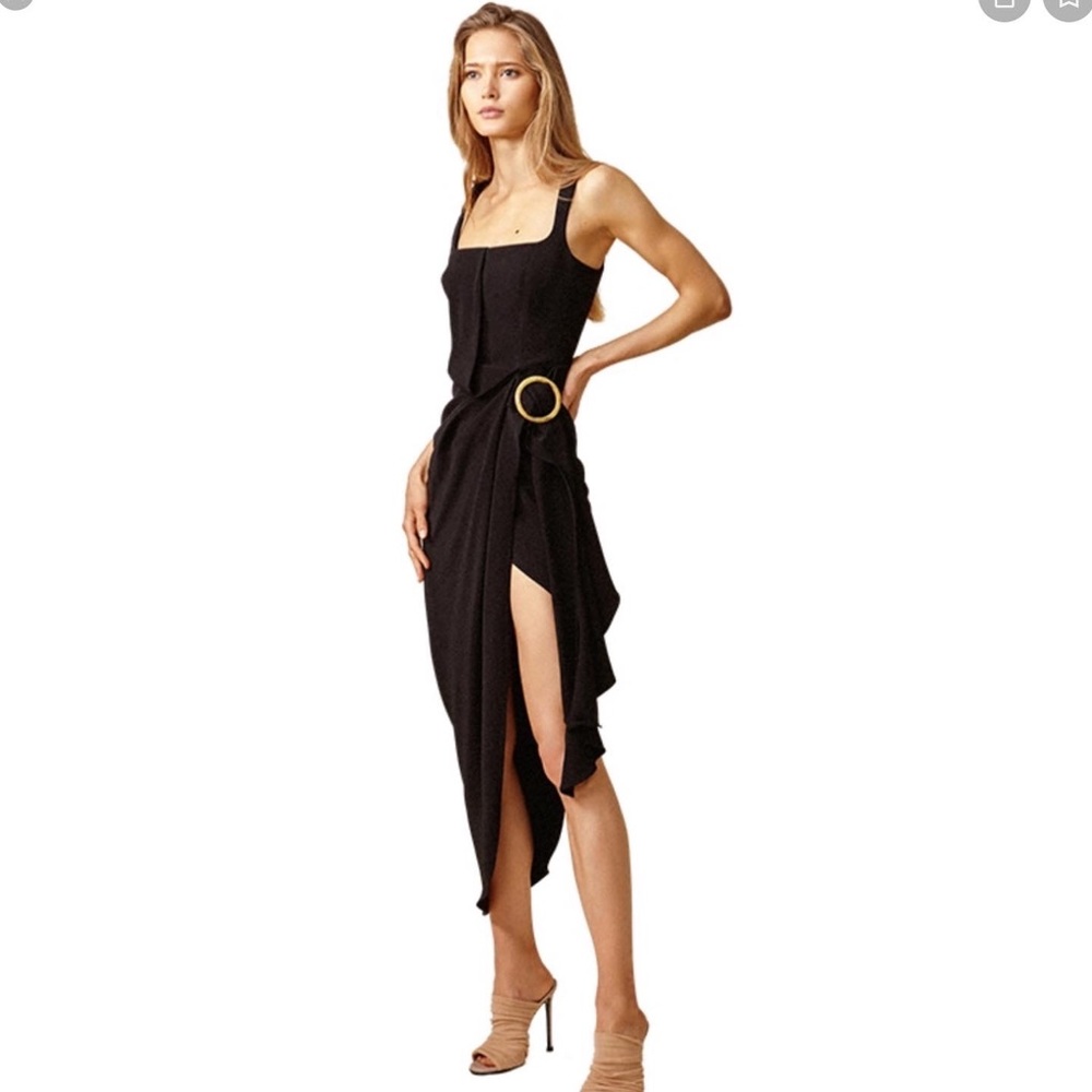 Acler Black Midi Dress with side slit